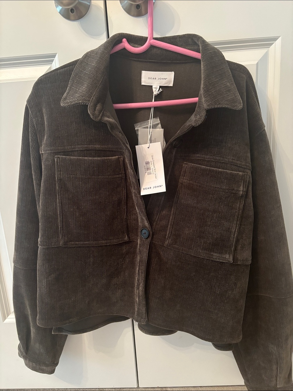 Dear John Corduroy Shacket in Dark Olive